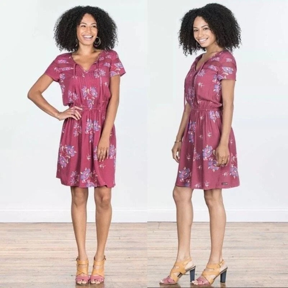 Matilda Jane Art Class Floral Pink Mauve Midi Dress M Elastic Waist